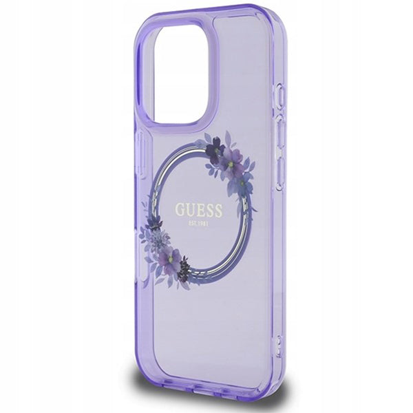 MagSafe futrola za Apple iPhone 16 Pro, Guess, IML Flowers Wreath, Ljubičasta