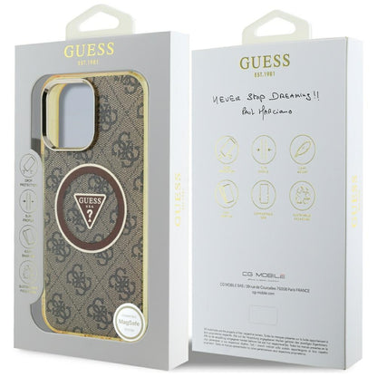 MagSafe futrola za Apple iPhone 16 Pro, Guess, IML Glitter 4G Circle Triangle, smeđa