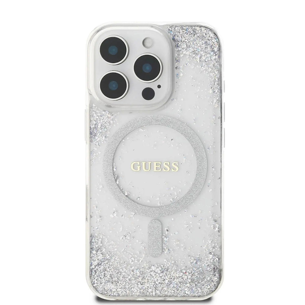 Futrola MagSafe za Apple iPhone 16 Pro, Guess, IML Glitter Gradient, Srebrna