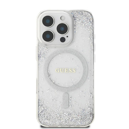 Futrola MagSafe za Apple iPhone 16 Pro, Guess, IML Glitter Gradient, Srebrna