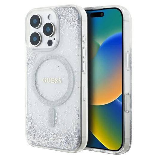 Futrola MagSafe za Apple iPhone 16 Pro, Guess, IML Glitter Gradient, Srebrna