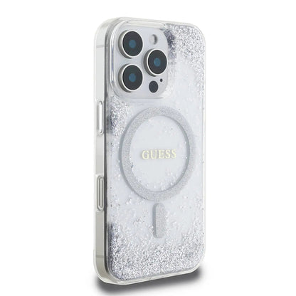 Futrola MagSafe za Apple iPhone 16 Pro, Guess, IML Glitter Gradient, Srebrna