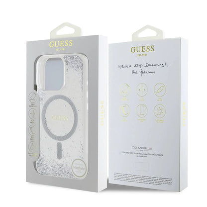 Futrola MagSafe za Apple iPhone 16 Pro, Guess, IML Glitter Gradient, Srebrna