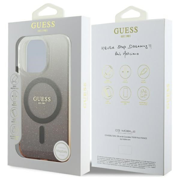Futrola MagSafe za Apple iPhone 16 Pro, Guess, IML Glitter Gradient, Smeđa