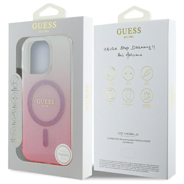 MagSafe futrola za Apple iPhone 16 Pro, Guess, IML Glitter Gradient, Roza