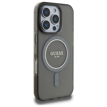 MagSafe futrola za Apple iPhone 16 Pro, Guess, IML Glitter Ring, Crna