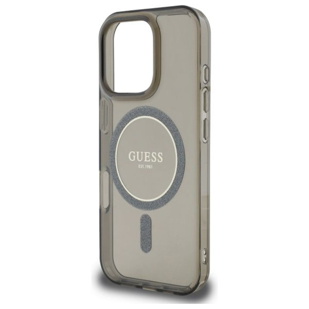 MagSafe futrola za Apple iPhone 16 Pro, Guess, IML Glitter Ring, Crna