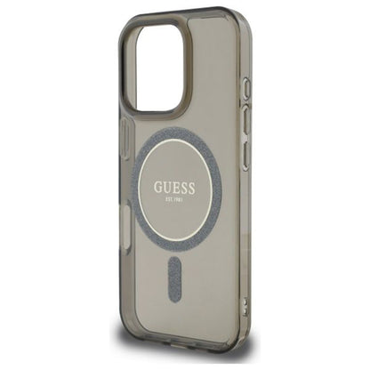 MagSafe futrola za Apple iPhone 16 Pro, Guess, IML Glitter Ring, Crna