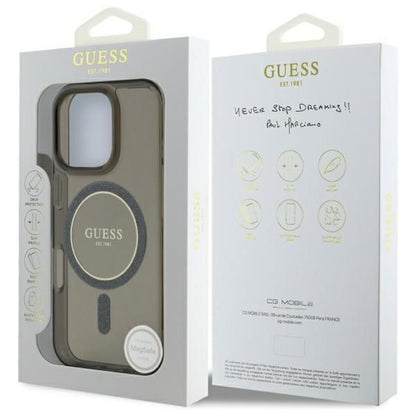 MagSafe futrola za Apple iPhone 16 Pro, Guess, IML Glitter Ring, Crna