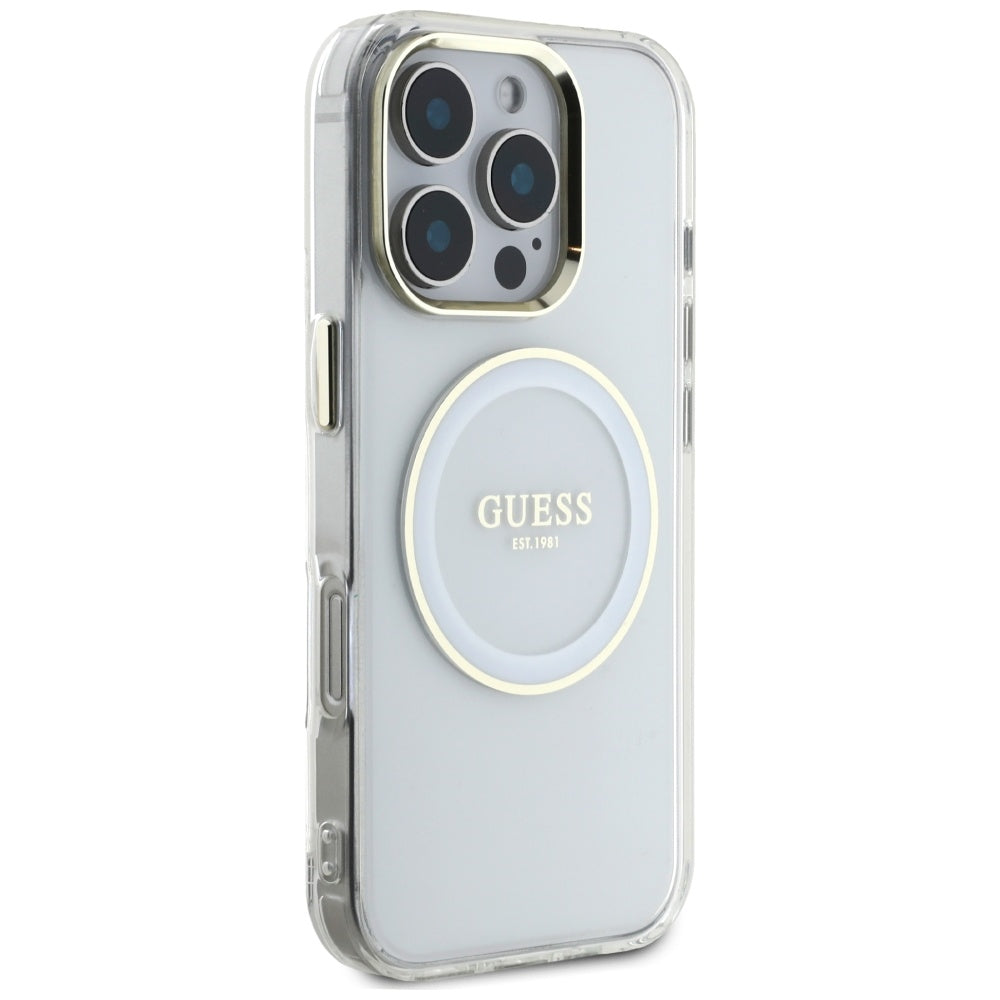 MagSafe futrola za Apple iPhone 16 Pro, Guess, IML Metal Colored Circle, Bijela
