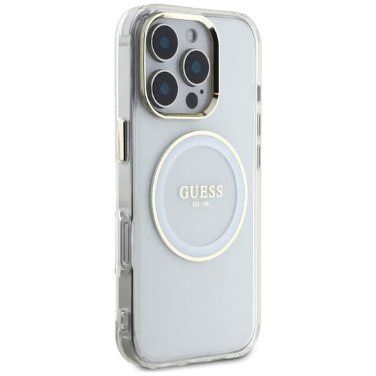 MagSafe futrola za Apple iPhone 16 Pro, Guess, IML Metal Colored Circle, Bijela