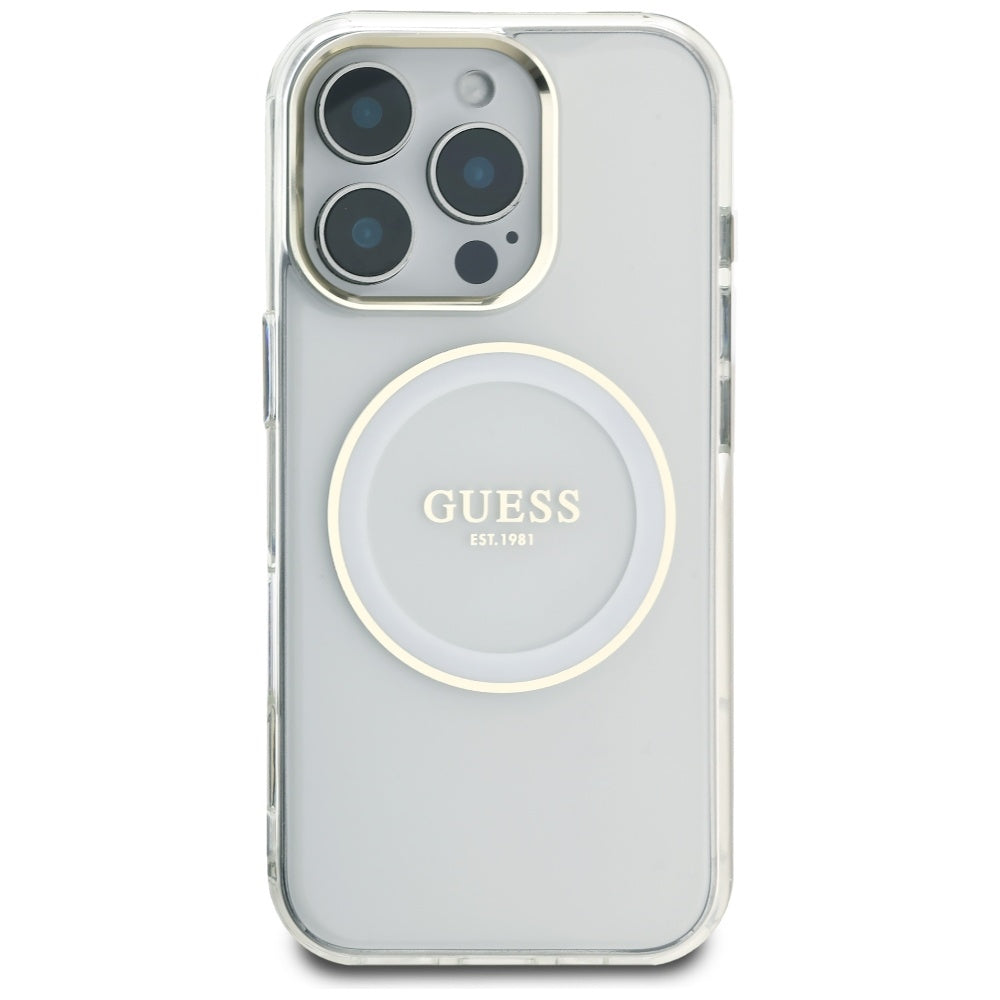 MagSafe futrola za Apple iPhone 16 Pro, Guess, IML Metal Colored Circle, Bijela