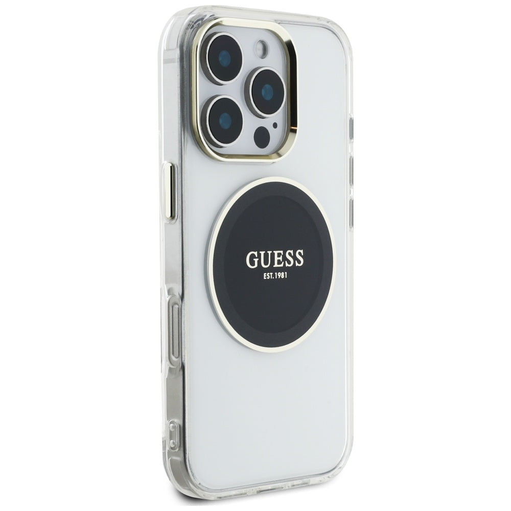 MagSafe futrola za Apple iPhone 16 Pro, Guess, IML Metal Colored Circle, Crna