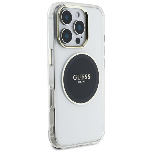 MagSafe futrola za Apple iPhone 16 Pro, Guess, IML Metal Colored Circle, Crna