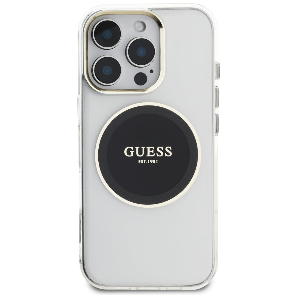 MagSafe futrola za Apple iPhone 16 Pro, Guess, IML Metal Colored Circle, Crna