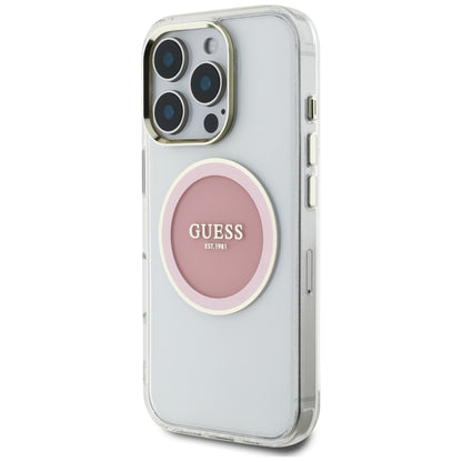 MagSafe futrola za Apple iPhone 16 Pro, Guess, IML Metal Colored Circle, Roza