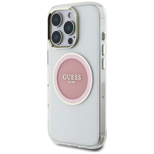 MagSafe futrola za Apple iPhone 16 Pro, Guess, IML Metal Colored Circle, Roza