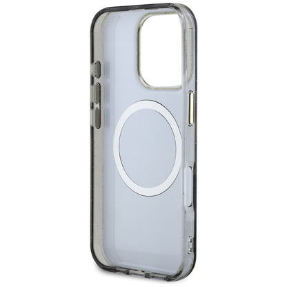 Futrola MagSafe za Apple iPhone 16 Pro, Guess, IML Metal Glitter Flowers Triangle, Crna