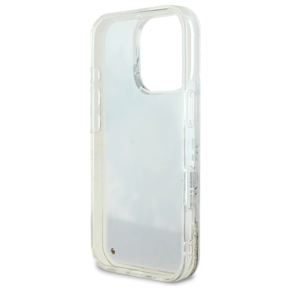 MagSafe torbica za Apple iPhone 16 Pro, Guess, Liquid Glitter Flower, Bež