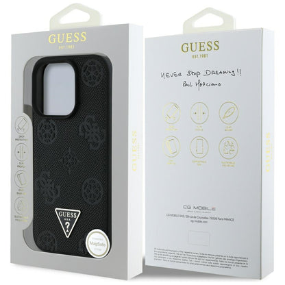 MagSafe futrola za Apple iPhone 16 Pro, Guess, Peony Grained Hot Stamp Triangle, Crna