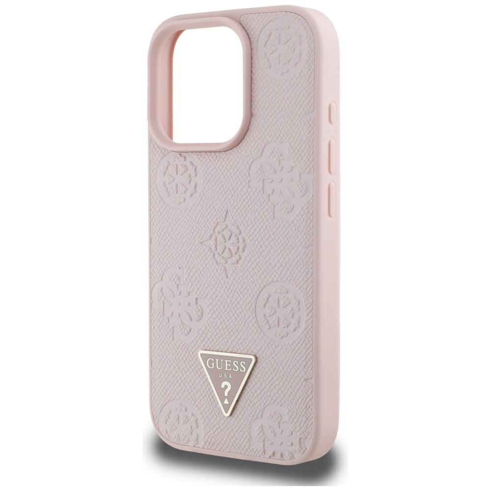 MagSafe futrola za Apple iPhone 16 Pro, Guess, Peony Grained Hot Stamp Triangle, Roza