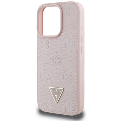 MagSafe futrola za Apple iPhone 16 Pro, Guess, Peony Grained Hot Stamp Triangle, Roza