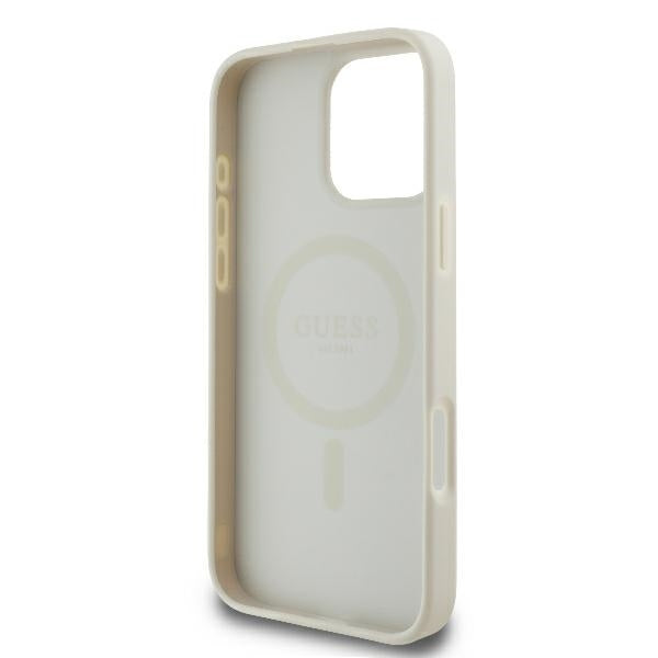 MagSafe futrola za Apple iPhone 16 Pro, Guess, Peony Script, Bijela