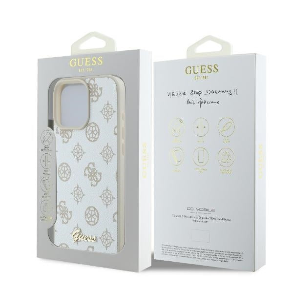 MagSafe futrola za Apple iPhone 16 Pro, Guess, Peony Script, Bijela