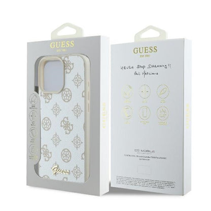 MagSafe futrola za Apple iPhone 16 Pro, Guess, Peony Script, Bijela
