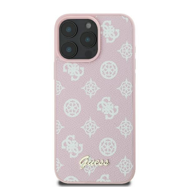 MagSafe torbica za Apple iPhone 16 Pro, Guess, Peony Script, Roza