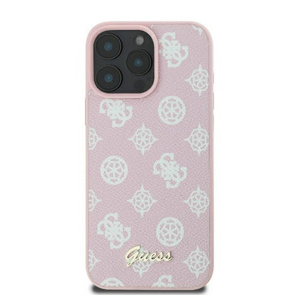 MagSafe torbica za Apple iPhone 16 Pro, Guess, Peony Script, Roza