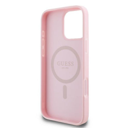 MagSafe torbica za Apple iPhone 16 Pro, Guess, Peony Script, Roza