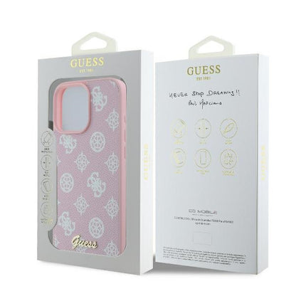 MagSafe torbica za Apple iPhone 16 Pro, Guess, Peony Script, Roza