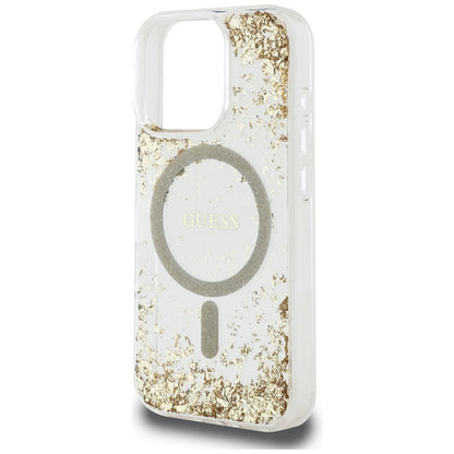 MagSafe torbica za Apple iPhone 16 Pro, Guess, Resin Bottom Glitter, Zlatna