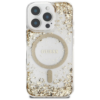 MagSafe torbica za Apple iPhone 16 Pro, Guess, Resin Bottom Glitter, Zlatna