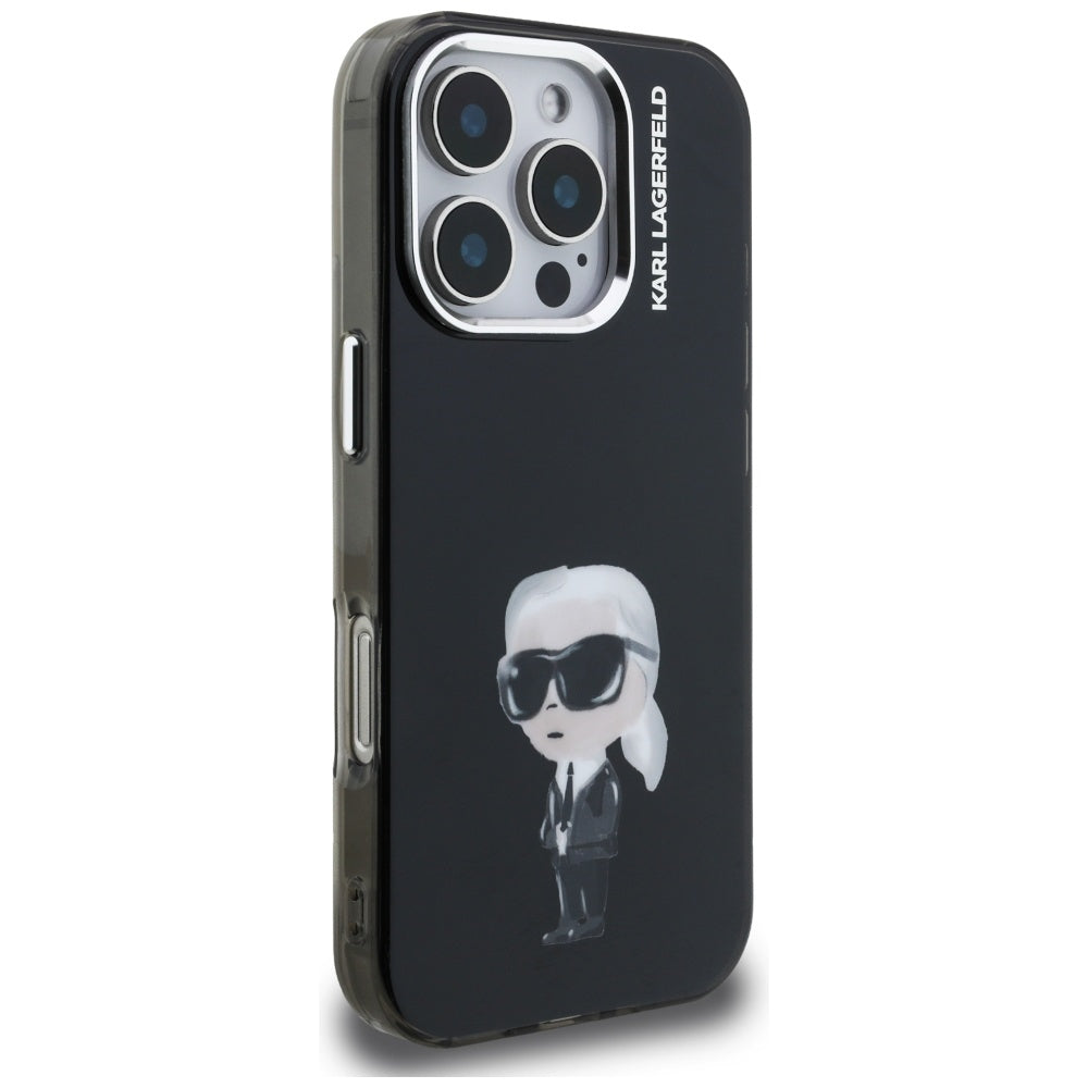 Futrola MagSafe za Apple iPhone 16 Pro, Karl Lagerfeld, IML Aquarelle Logo Karl, Crna