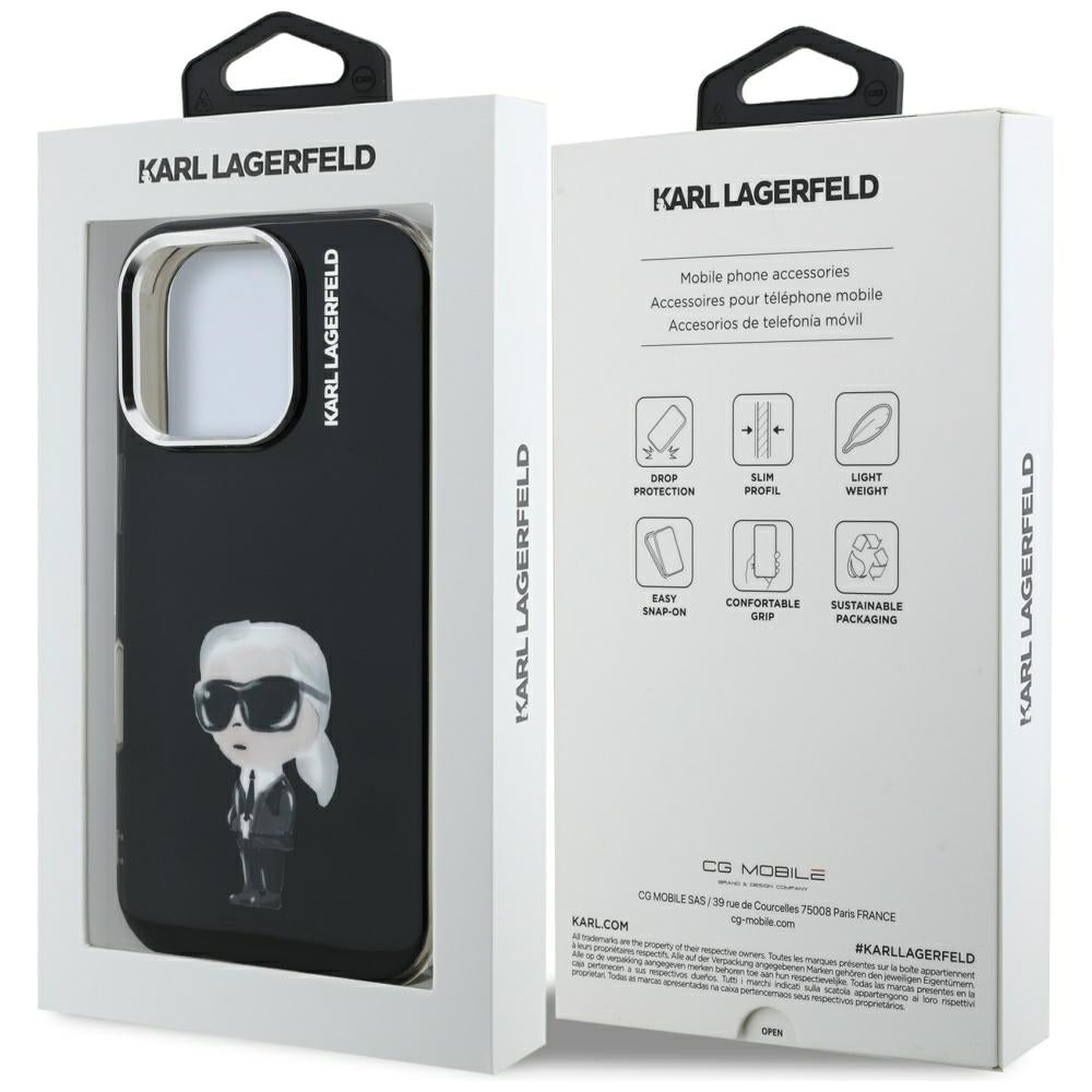 Futrola MagSafe za Apple iPhone 16 Pro, Karl Lagerfeld, IML Aquarelle Logo Karl, Crna