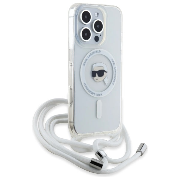 Futrola MagSafe za Apple iPhone 16 Pro, Karl Lagerfeld, IML Crossbody Karl's Head, Prozirna