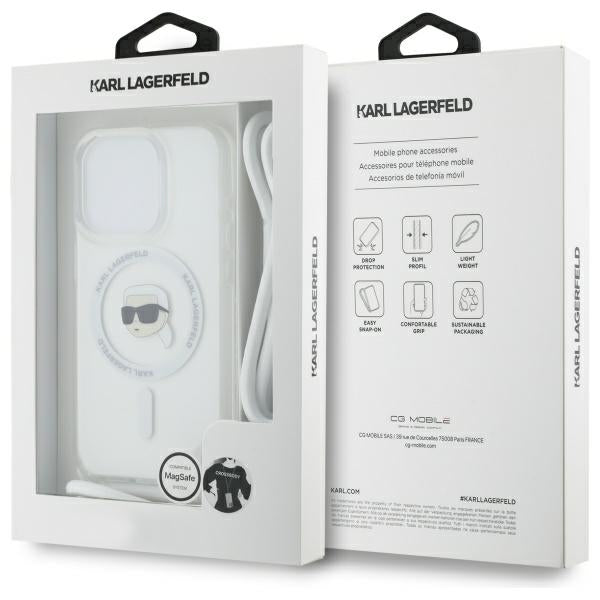 Futrola MagSafe za Apple iPhone 16 Pro, Karl Lagerfeld, IML Crossbody Karl's Head, Prozirna
