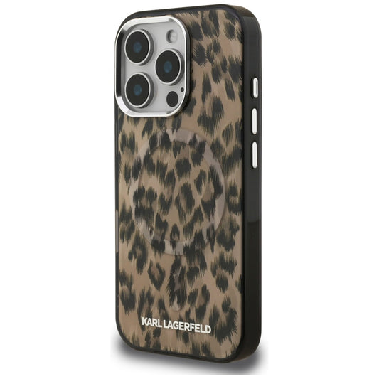 Futrola MagSafe za Apple iPhone 16 Pro, Karl Lagerfeld, IML Leopard uzorak, smeđa