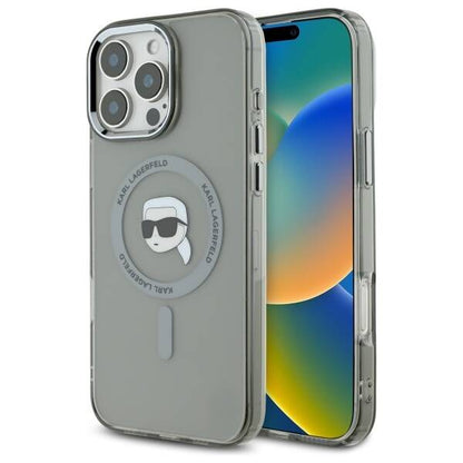 Futrola MagSafe za Apple iPhone 16 Pro, Karl Lagerfeld, IML Metal Karl's Head, Crna