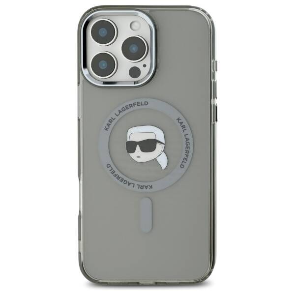 Futrola MagSafe za Apple iPhone 16 Pro, Karl Lagerfeld, IML Metal Karl's Head, Crna