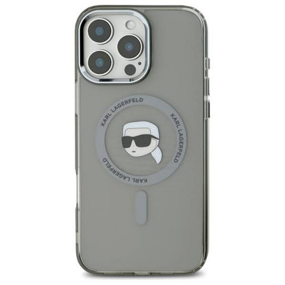 Futrola MagSafe za Apple iPhone 16 Pro, Karl Lagerfeld, IML Metal Karl's Head, Crna