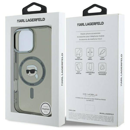 Futrola MagSafe za Apple iPhone 16 Pro, Karl Lagerfeld, IML Metal Karl's Head, Crna