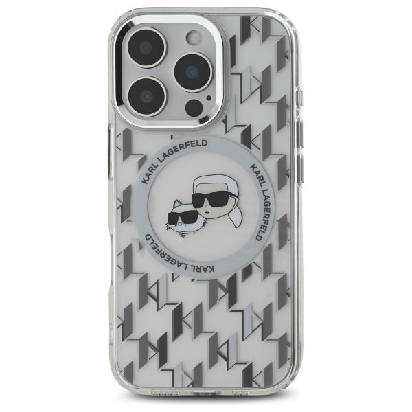 MagSafe futrola za Apple iPhone 16 Pro, Karl Lagerfeld, IML Monogram Karl & Choupette's Heads, Prozirna