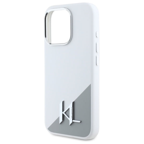 MagSafe futrola za Apple iPhone 16 Pro, Karl Lagerfeld, Silicone Shadow Metal Initial, Bijela