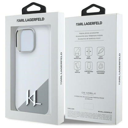 MagSafe futrola za Apple iPhone 16 Pro, Karl Lagerfeld, Silicone Shadow Metal Initial, Bijela