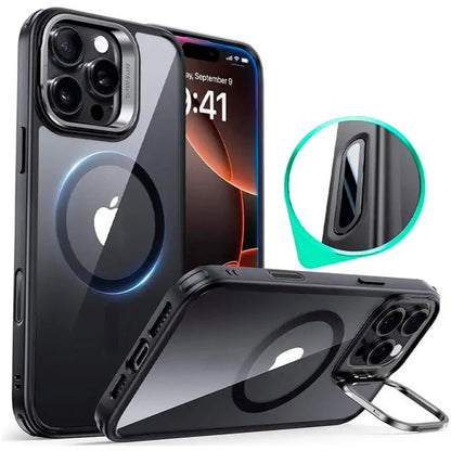Futrola MagSafe za Apple iPhone 16 Pro Max, ESR, Classic Hybrid Kickstand Slide, Crno Prozirna