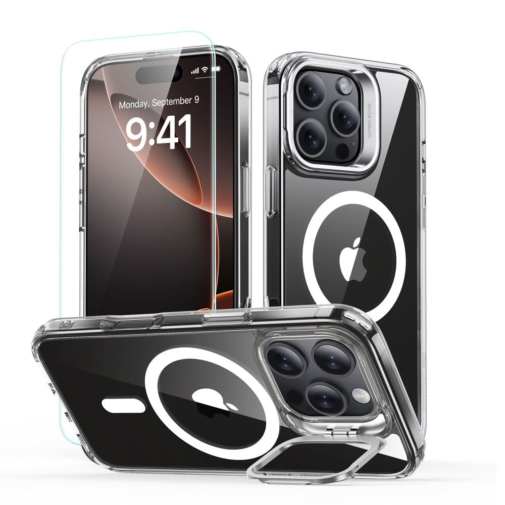 Futrola MagSafe za Apple iPhone 16 Pro Max, ESR, Classic Hybrid Kickstand s zaštitom za ekran, Prozirna