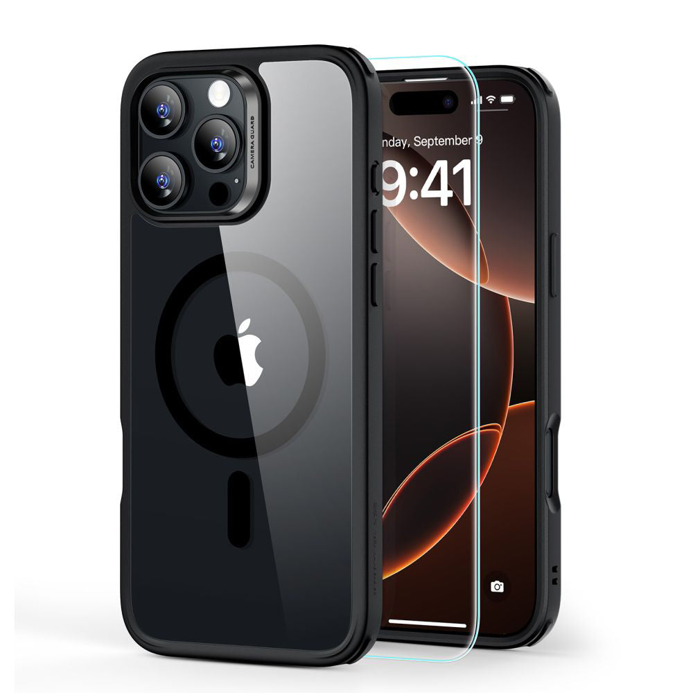 Futrola MagSafe za Apple iPhone 16 Pro Max, ESR, Classic Hybrid sa zaštitnikom ekrana, Prozirno Crna